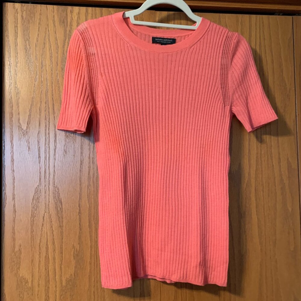 Banana Republic Short Sleeve 100% Orange Sweater